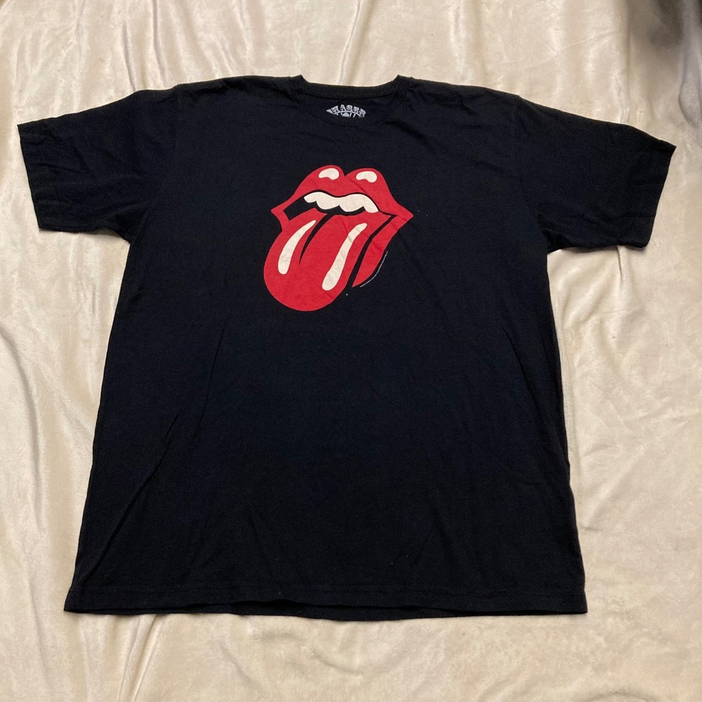 Chaser Rolling Stones Graphic T-Shirt Black XL Tongue Lip Logo Rock Band Tee